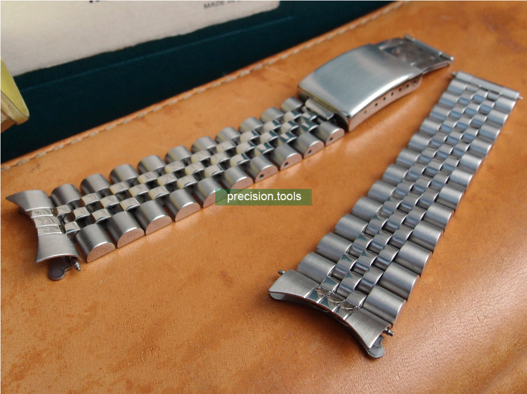 19mm。銀禧型 ジュビリー 。 完璧にフィットするほぼヴィンテージの腕時計 。ステンレス鋼 。シングルロック腕時計のバックル。 交換用時計バンド 。 社外品