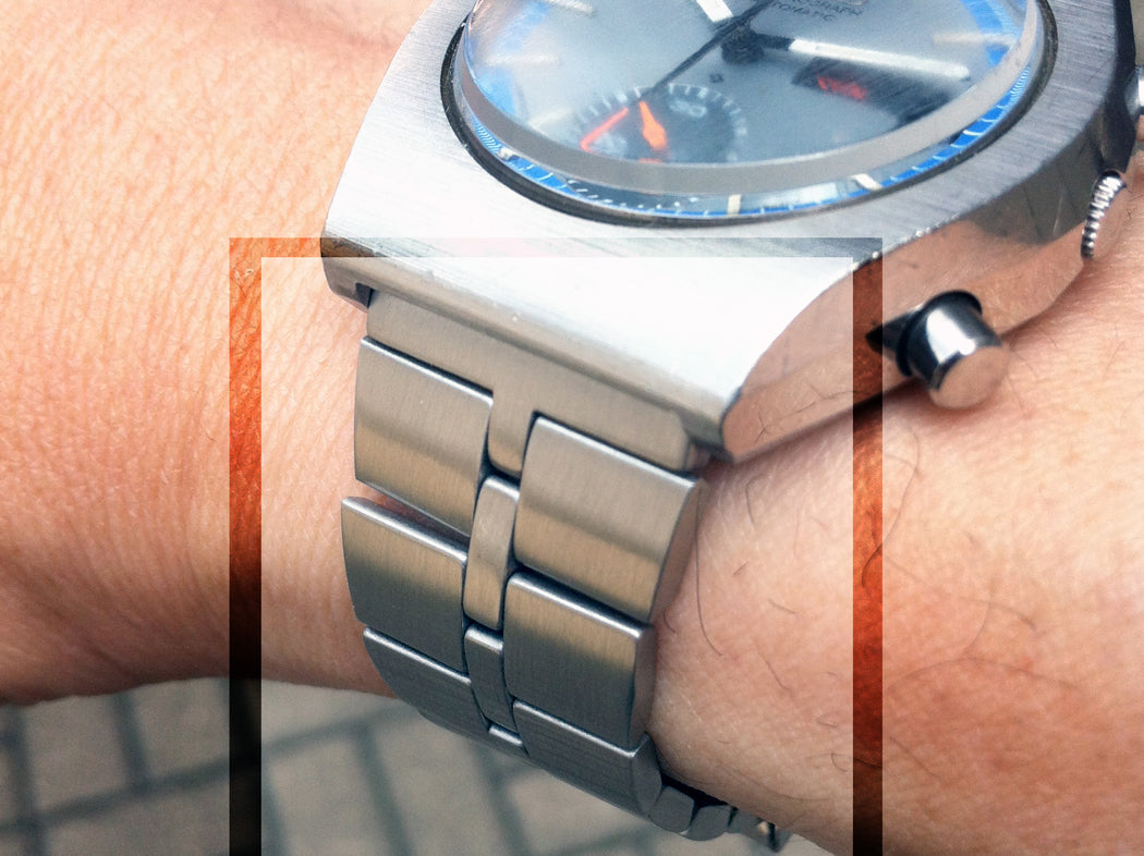 魚の骨 型。 完璧にマッチ . Seiko 6139-8020 Anime。ステンレス鋼 。 交換用時計バンド 。 社外品