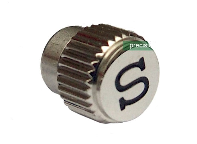 Black S Marked 7.0mm Solid Steel Replacement Screw Crown For Seiko 6309-7040 7000 7548 70W22NS1