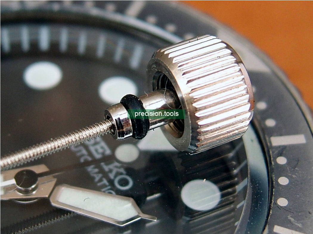 Black S Marked 7.0mm Solid Steel Replacement Screw Crown For Seiko SKX007 011 7002 7000 7009