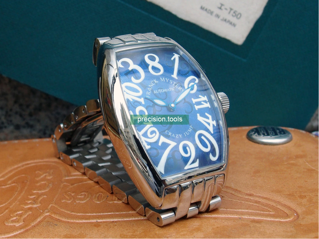 ★ NOS ★ Barrel Shape . Navy Dial . Crazy Jump . Automatic . Stainless Steel . Wrist Watches ★ New Old Stock 069904