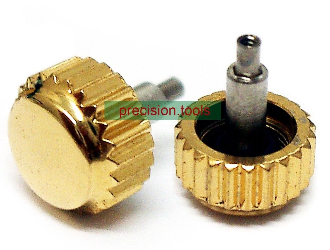7.0mm Gold Plated Diver Screw Crown For ETA 2824-2 2836-2 Movements 2 Sets