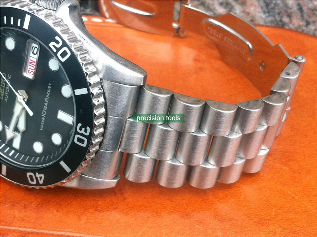 大統領型 完璧にマッチ Seiko SKX031 SKX033 交換用時計ブレスレット 。 ステンレス鋼 ダブルロックバックル 。 社外品