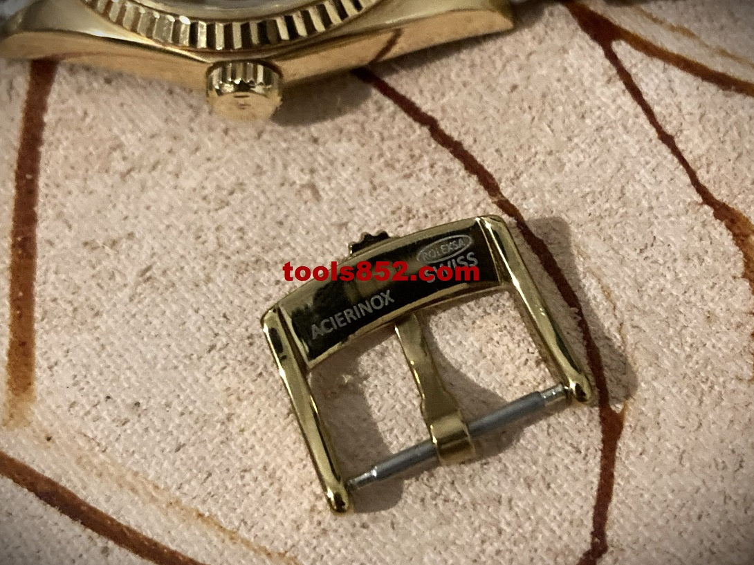 16mm 尾錠 。 金メッキ 。 完璧にフィッ ロレックスの腕時計 。1803 1601 。 ステンレス鋼 。 交換用ブレスレット 。 社外品 。
