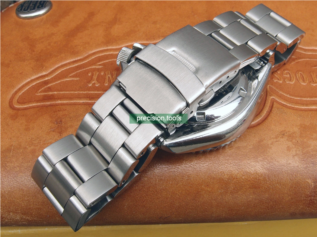 Deluxe Solid Curved End Pieces Oyster Double Lock Buckle Bracelet For Seiko 6309-7040 7548