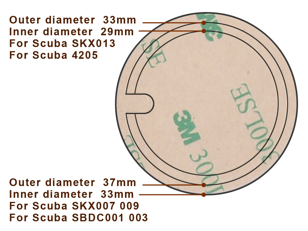 Seiko ダイバー ベゼルインサート接着用 両面テープ  10枚 SKX007 SNZF SBSA SRPD SRP777 - 37mm x 33mm . 時計交換部品 。 社外品