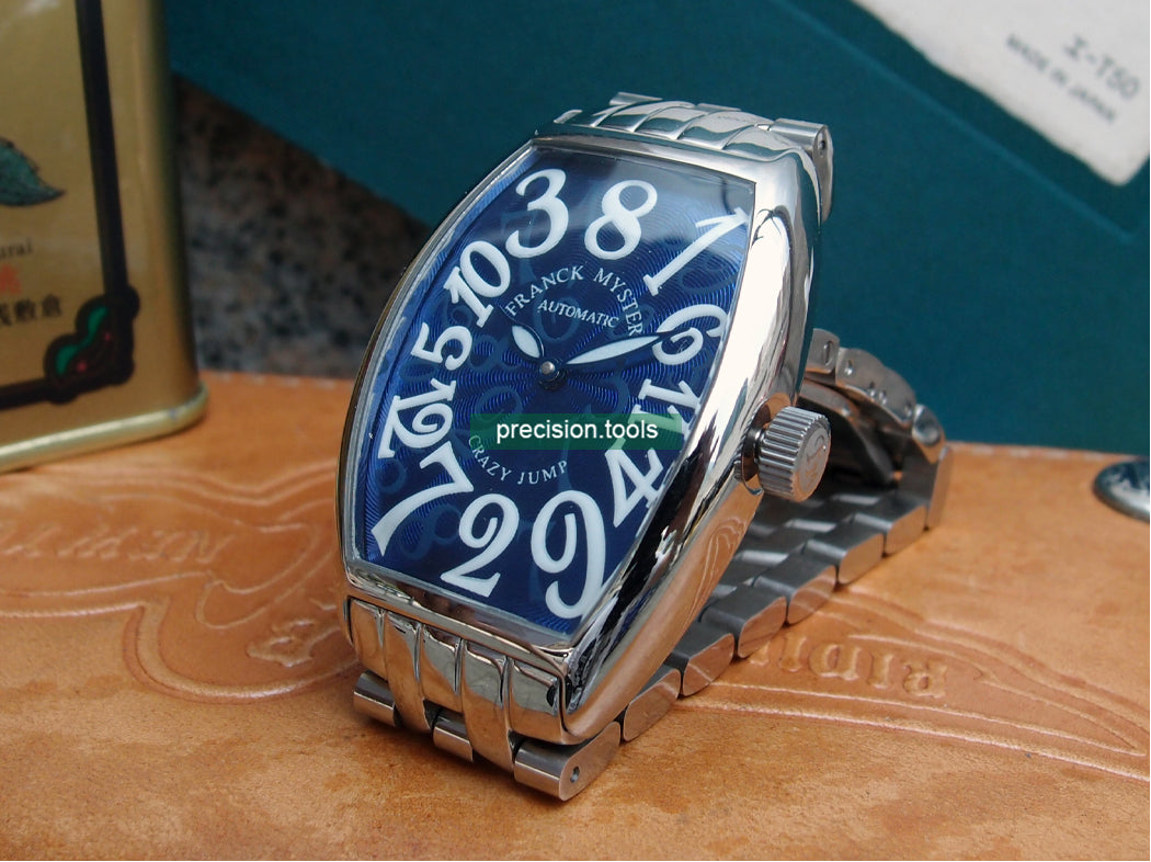 ★ NOS ★ Barrel Shape . Navy Dial . Crazy Jump . Automatic . Stainless Steel . Wrist Watches ★ New Old Stock 069904